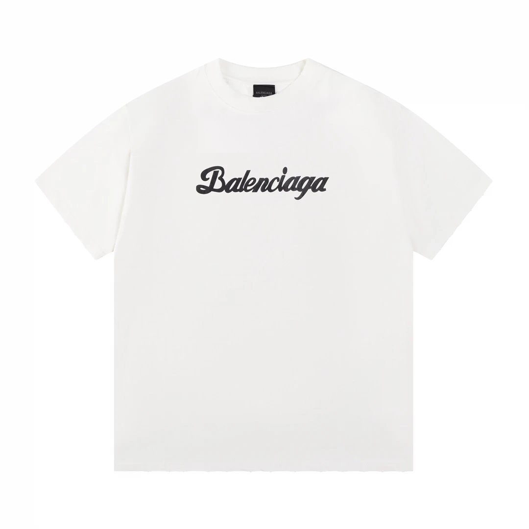 Balenciaga T-shirt Worn-out chest print logo round Neck Short Sleeve25ss New Pure Cotton Unisex Style T T-shirt OS Loose Fit Base Shirt Top Half Sleeve T-Shirt