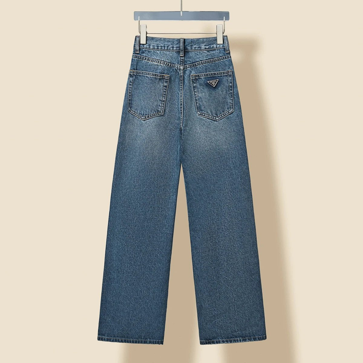 PRADA Jeans Back Pocket Triangle Logo Cigarette Jeans for Men and Women Couples Style