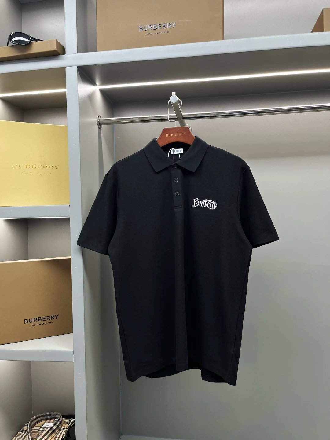 Burberry T-shirt Micro Logo Letter Embroidery Pique Cotton POLO Shirt Lapel Short Sleeve25ss New Unisex Summer Short Sleeve OS Loose T Business Half Sleeve Shirt Plus Size T-Shirt