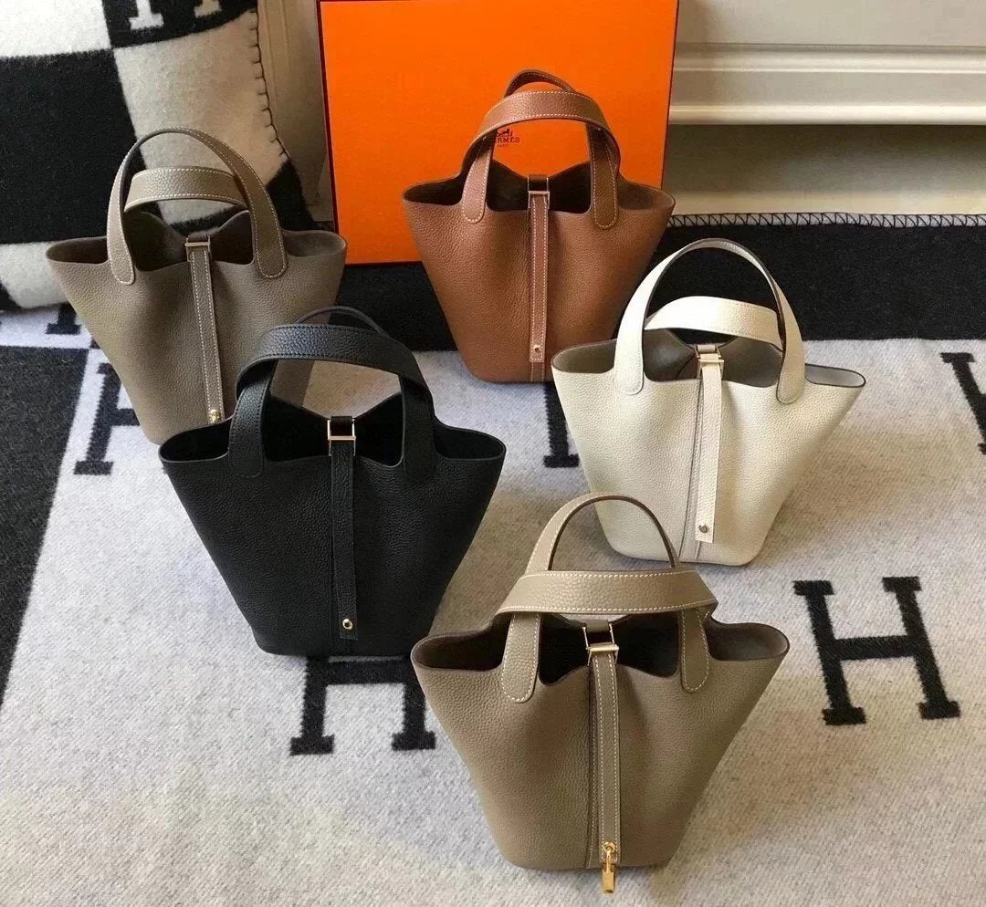 Hermes women's bag Top version Women's Bag21New Handmade picotin Bucket Bag1822Vegetable Basket Bucket Bag Handbag