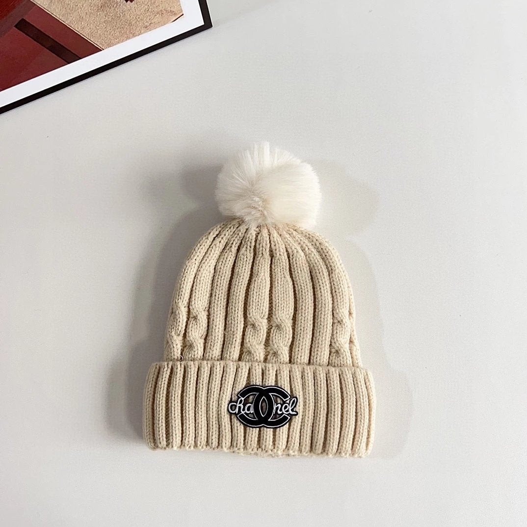 Chanel Hat High Quality Hat2024Autumn and Winter New Twist Hair Ball Woolen Cap,Designed for Men and Women