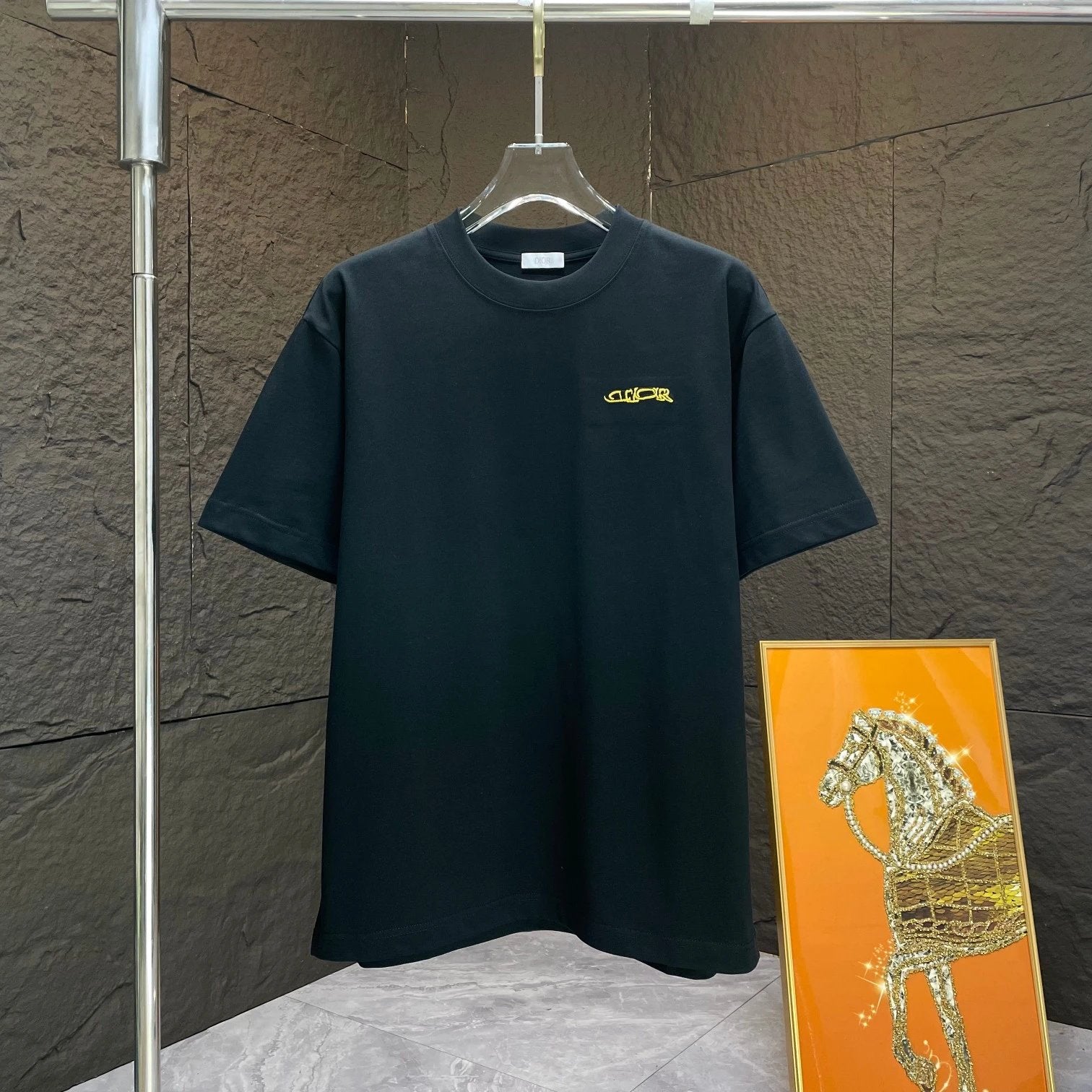 Dior T-shirt Chest Letter Embroidery logo round Neck Short Sleeve25ss New Pure Cotton Unisex Style T T-shirt OS Loose Fit Base Shirt Top Half Sleeve T-Shirt