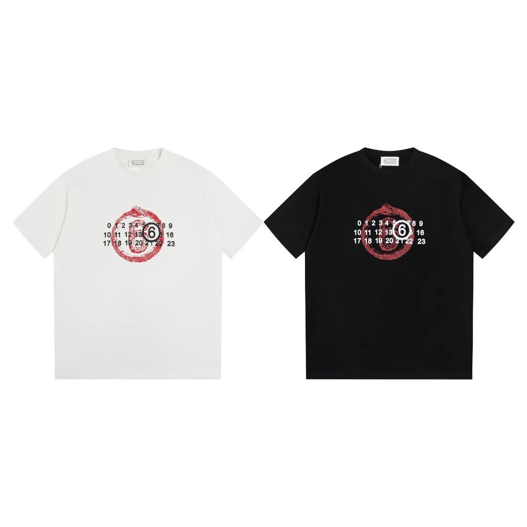 Maison Margiela T-shirt Front Snake Year Pattern Digital Print logo round Neck Short Sleeve25ss New Pure Cotton Unisex Style T T-shirt OS Loose Fit Base Shirt Top Half Sleeve T-Shirt