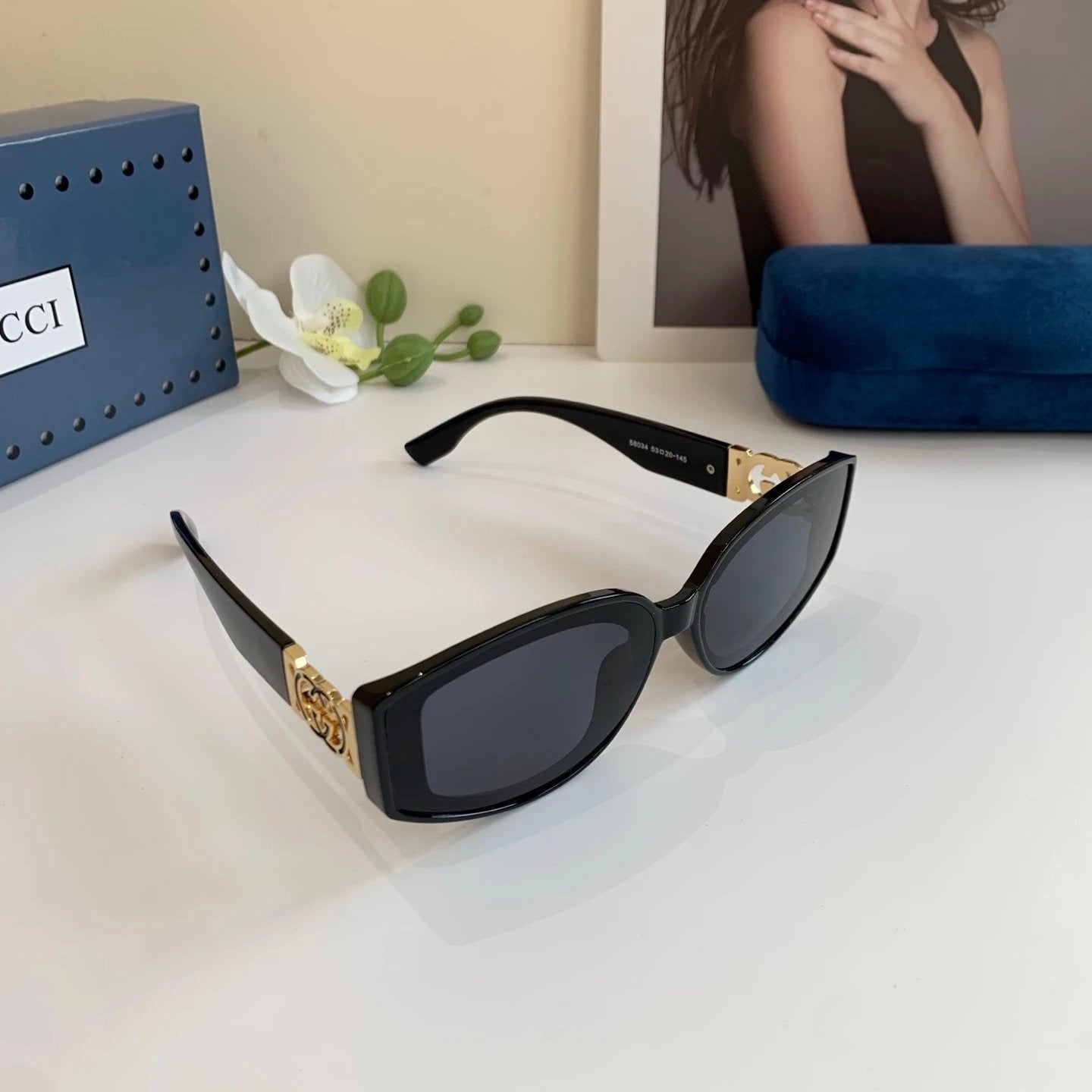 Gucci Sunglasses Double G Gold Label Temple Sunglasses Slimming No Prescription UV Protection for Men and Women Couples Driving Beach Fishing25ss New Sports Casual Versatile
