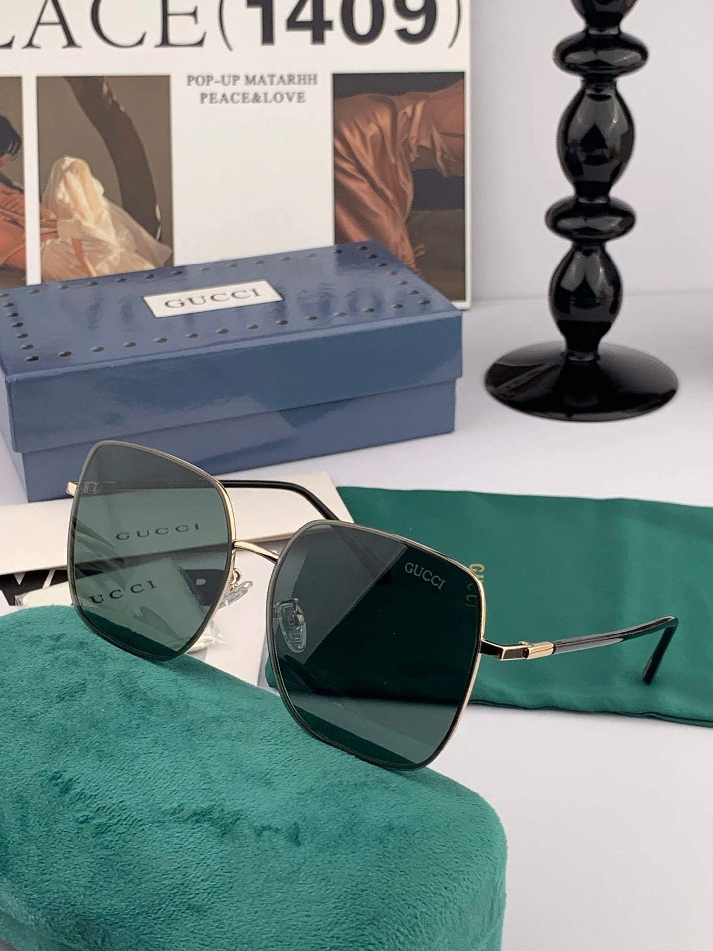 Gucci Sunglasses Colorful Pilot Polarized Sunglasses Slimming Non-Prescription Unisex Couple Style Driving Beach Fishing UV Protection25ss New Sports Casual Versatile