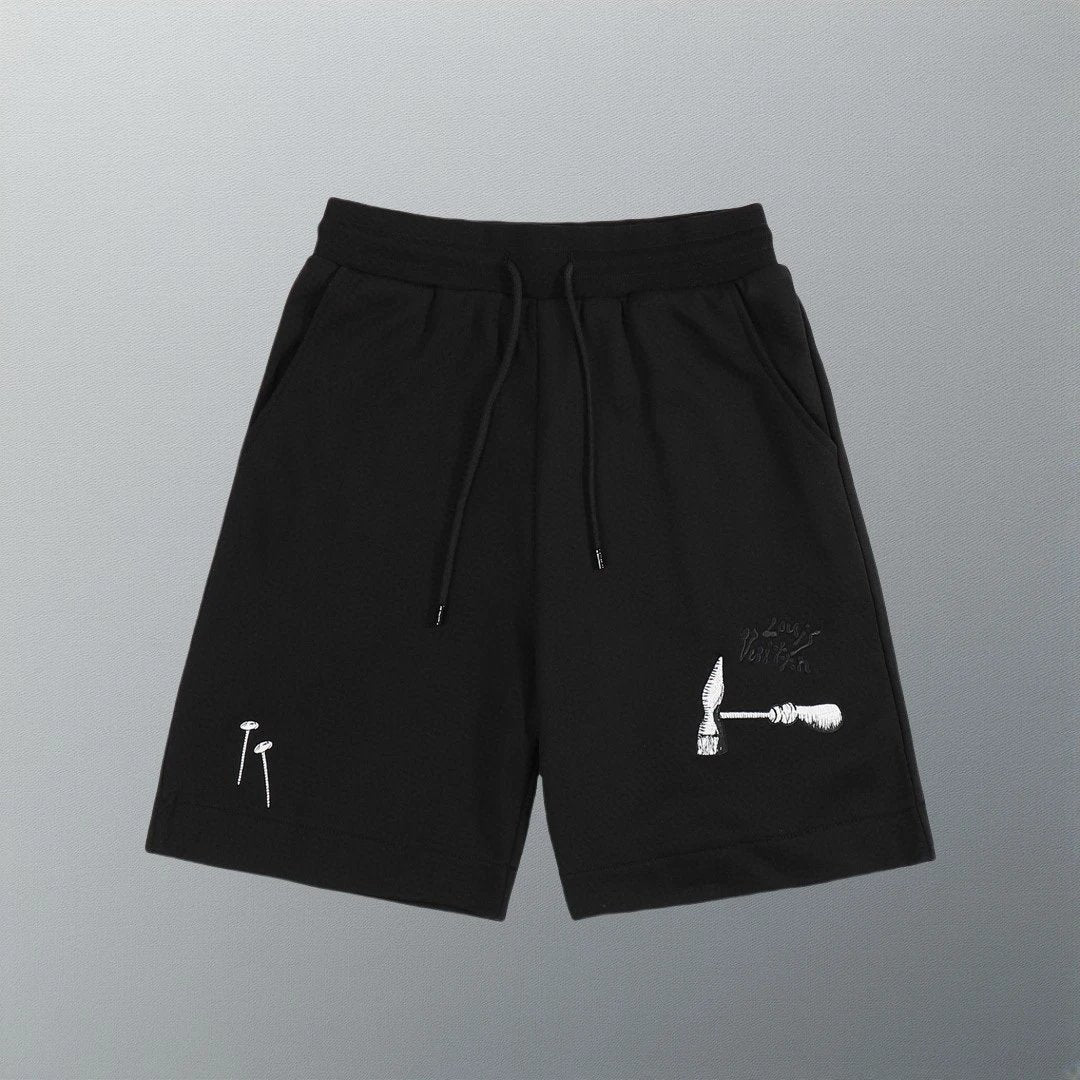 Louis Vuitton LV Shorts Scissors Tools Hammer Embroidery Logo Logo Shorts Five-Point Shorts25ss New Heavy Drawstring American Style Casual Summer Pants5Two-in-One Casual Sweatpants for Men and Women, Pure Cotton Joggers