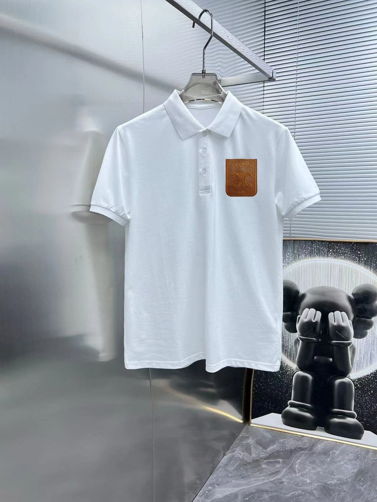 Celine T-shirt Pocket letters logo Veneer POLO Short Sleeve Turn-down Collar Shirt Unisex Summer Loose Fit T Business Commuter Short Sleeve Shirt Plus Size T-Shirt