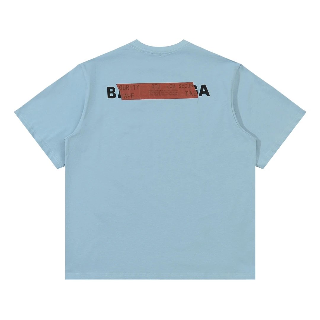 Balenciaga T-shirt Front and back small letter embroidery logo round Neck Short Sleeve25ss New Pure Cotton Unisex Style T T-shirt OS Loose Fit Base Shirt Top Half Sleeve T-Shirt