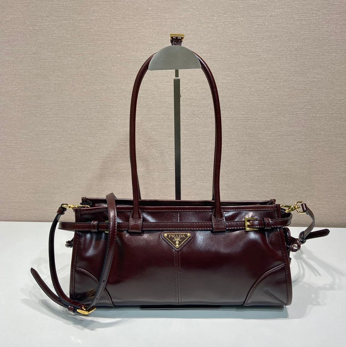 PRADA Bag Top version Latest LusSolf Oil Wax Leather Small Size Long Handle Crossbody Bag Shoulder Bag Handbag Hand Bag Underarm Bag Women's Bag1BA426Small Size
