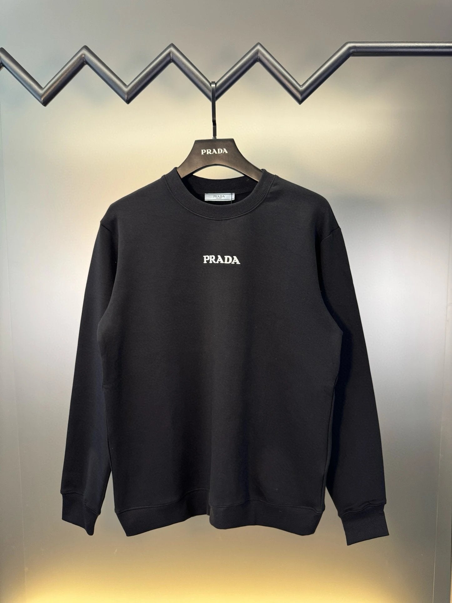 PRADA Hoodie New Style Chest Letter Embroidery Logo logo Round Neck Sweatshirt Long Sleeve Base Shirt Jacket Top Fashion Unisex Sports Casual Loose Fit Versatile Autumn Winter New Arrival
