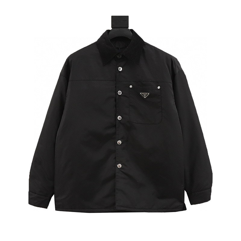 PRADA Jackets Triangle Mark Nylon Lapel Basic Coat for Men and Women