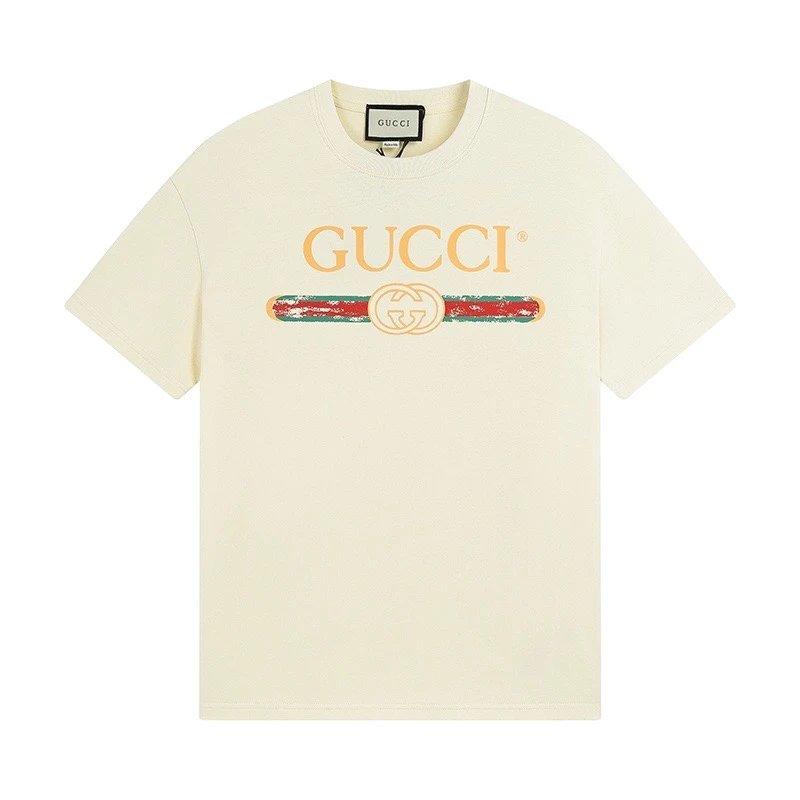 Gucci T-shirt Chest Letter Print logo round Neck Short Sleeve25ss New Pure Cotton Unisex Style T Casual T-Shirt Base Layer Shirt OS Loose Fit Half Sleeve Top Plus Size