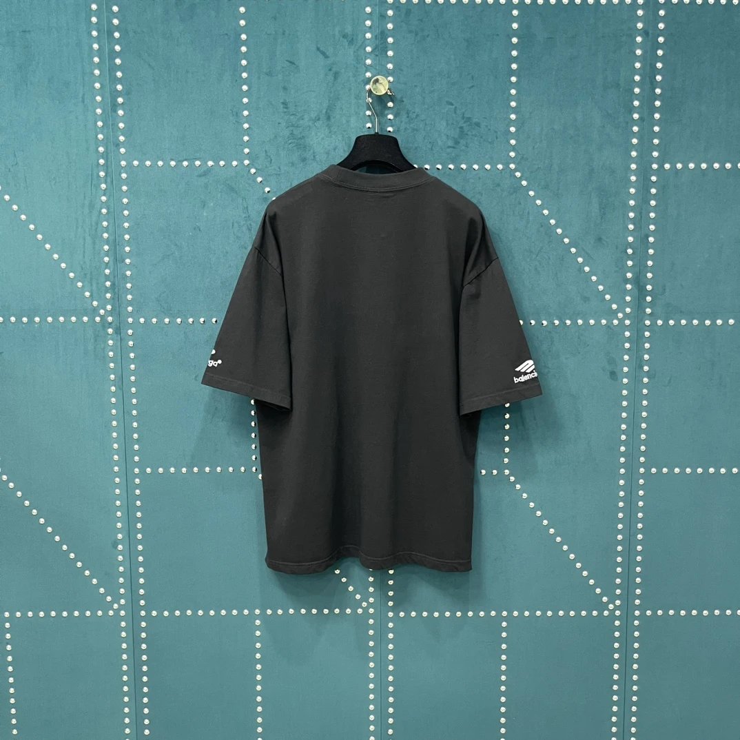 Balenciaga T-shirt Chest3B Embroidery logo round Neck Short Sleeve25ss New Pure Cotton Unisex Style T Casual T-Shirt Base Layer Shirt OS Loose Fit Half Sleeve Top Plus Size