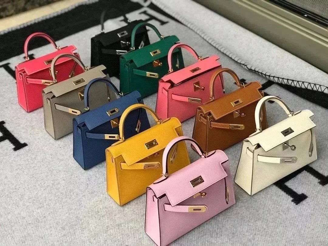 Hermes women's bag Top version New Women's Bag Minikellyll Kelly Bag Second Generation Epsom Leather Handmade Wax Line19cm