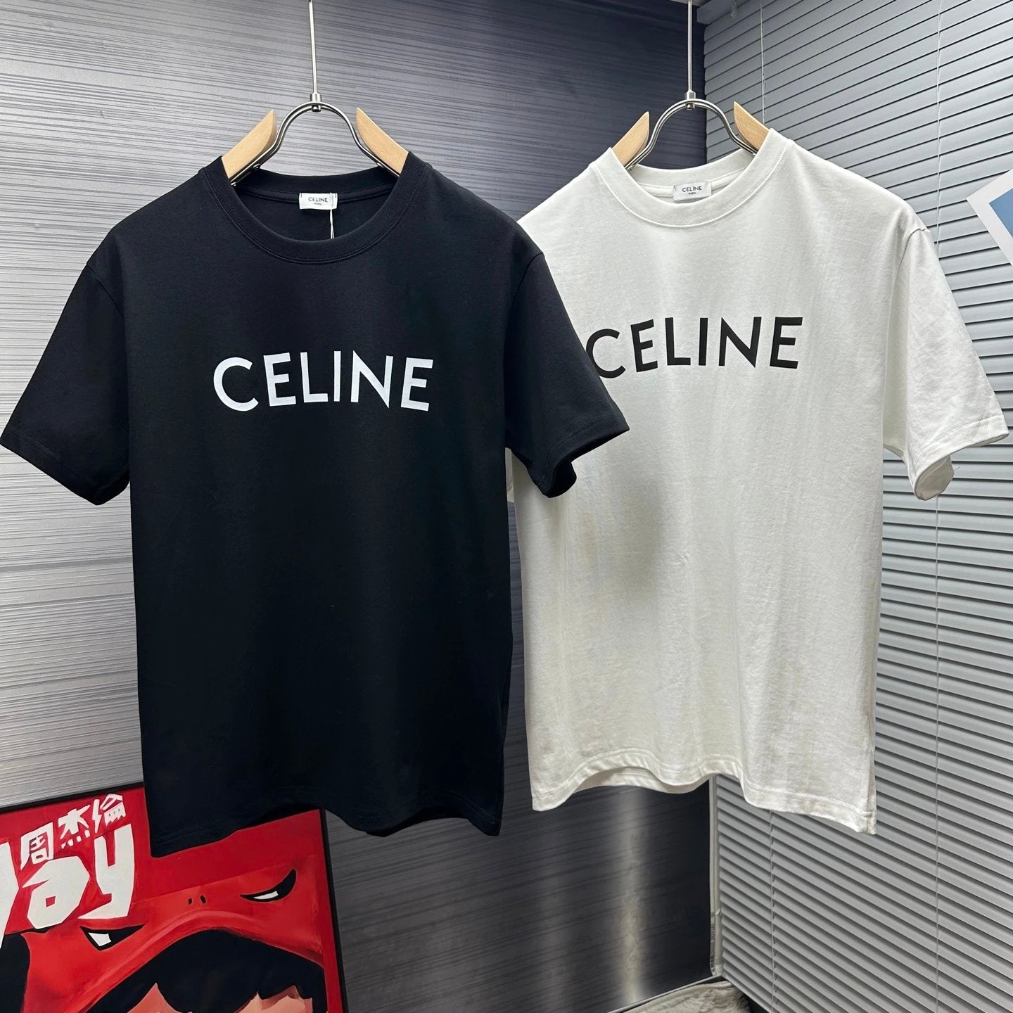 Celine T-shirt Chest Letter Print logo round Neck Short Sleeve25ss New pure cotton T Unisex T-Shirt OS Loose Fit Base Shirt Top Half Sleeve T-Shirt