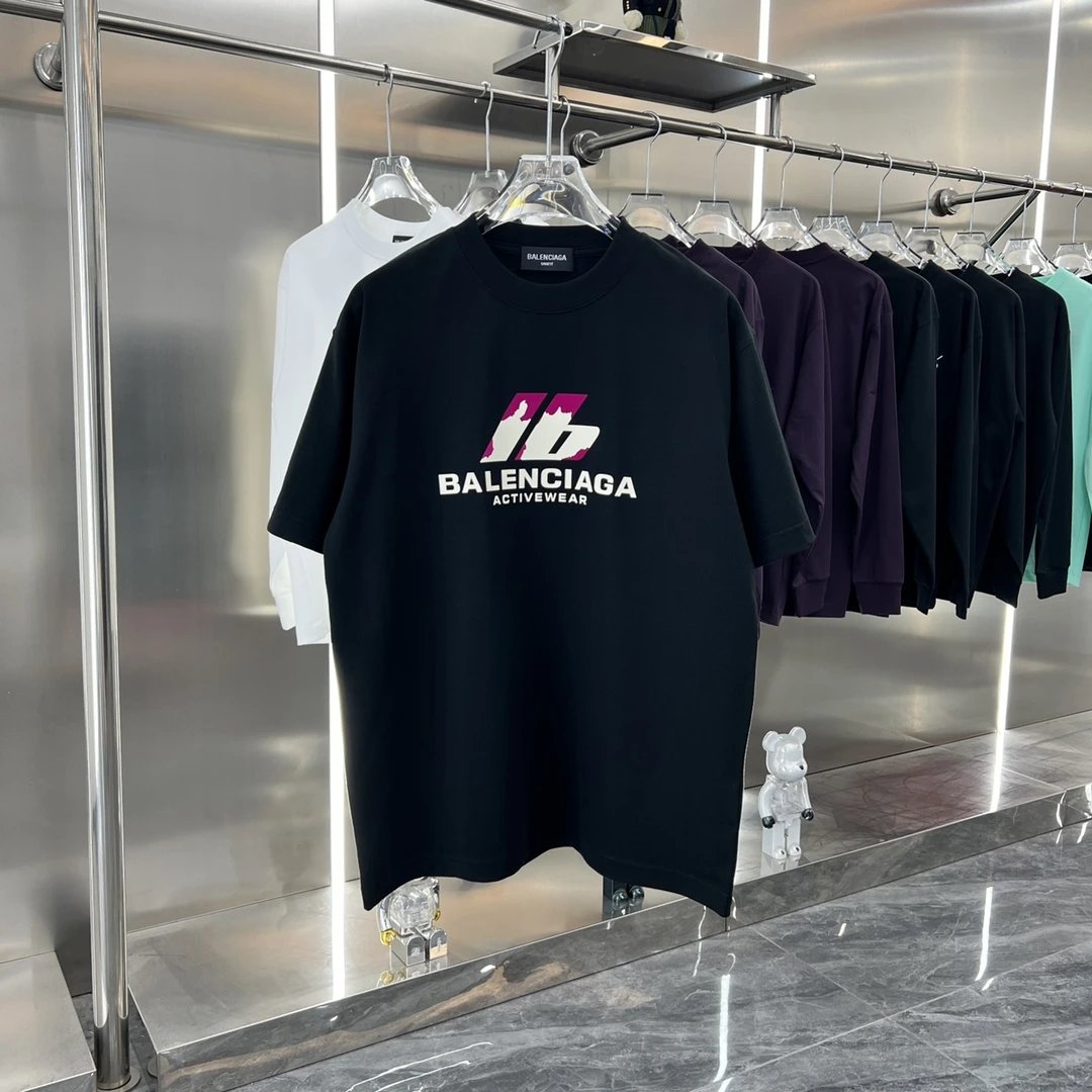 Balenciaga T-shirt Three-Dimensional Silicone logo Round Neck Short Sleeve Pure Cotton Unisex T Shirt Bottoming Shirt OS Loose Fit T-Shirt