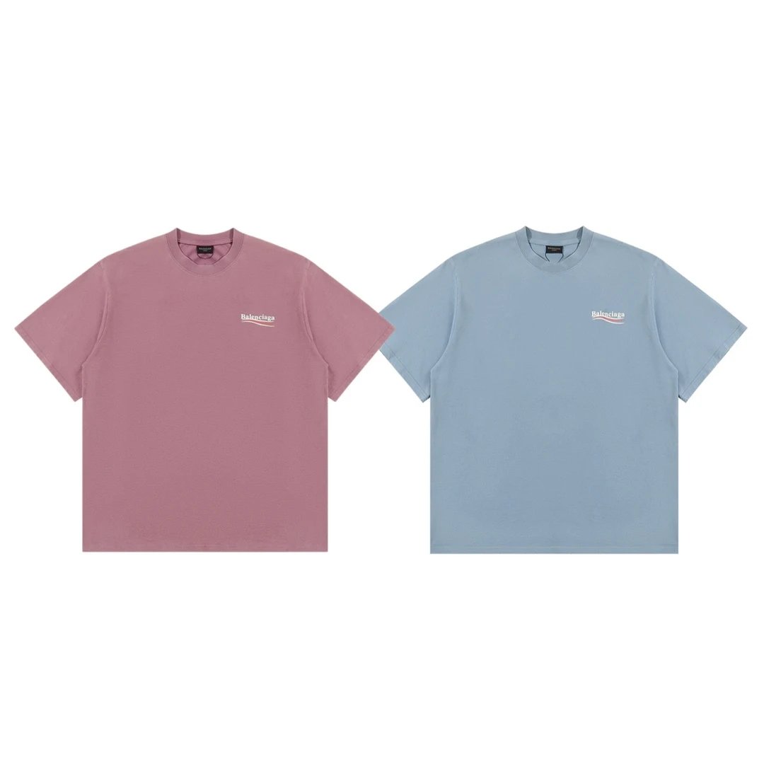 Balenciaga T-shirt Front and Back Classic Wave Cola Print logo round Neck Short Sleeve25ss New pure cotton T Unisex T-Shirt OS Drop Shoulder Loose Fit Base Shirt Top T-Shirt Short Sleeve
