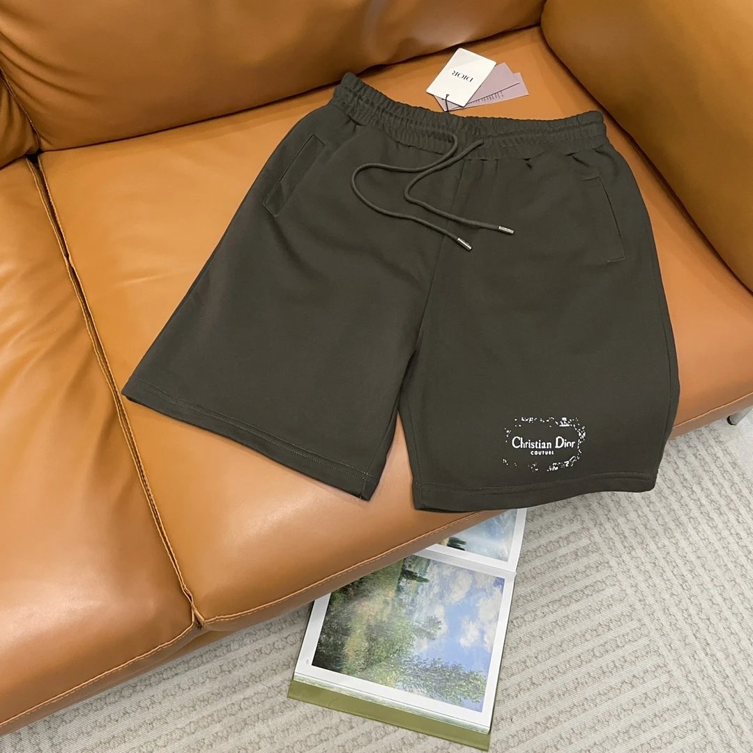 Dior shorts Graffiti Spray Paint Letters logo Five-point Shorts25ss New Drawstring Casual Summer Pants American Style5Two-in-One Casual Sweatpants for Men and Women, Pure Cotton Joggers