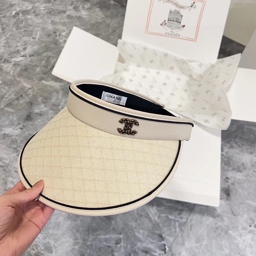 Chanel Hat Hat High Version with Dustproof Bag2024Summer New Style Sequined Sun Hat Topless Hat,Big Brand Shipment,Super Convenient!Easy to Match!A Must-Have Hipster on the Street