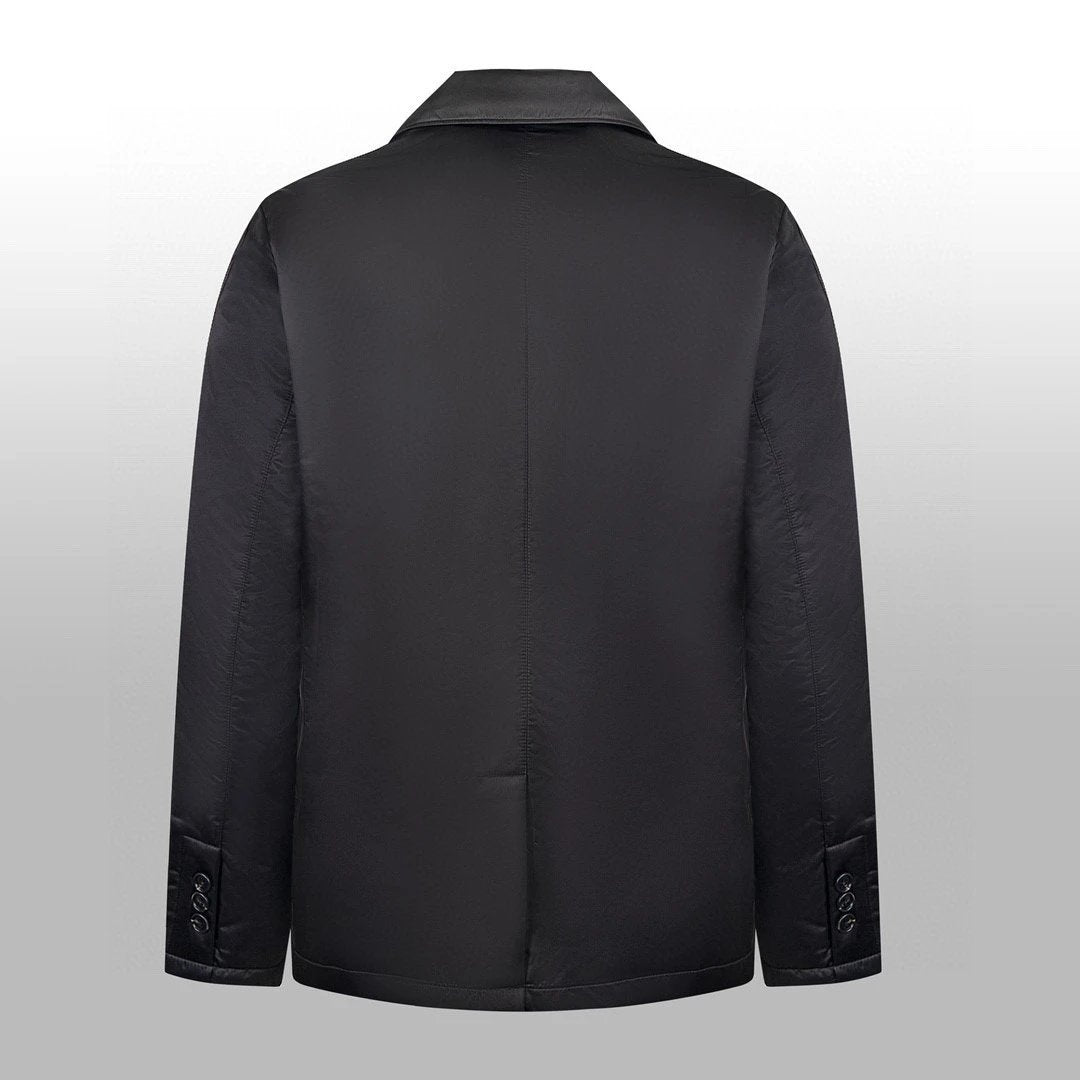 PRADA Jackets Autumn and Winter Thickened Cotton-Padded Lapel Suit Fabric Made of Recycled Nylon RE-Nylon Men's Business Casual Versatile Jacket