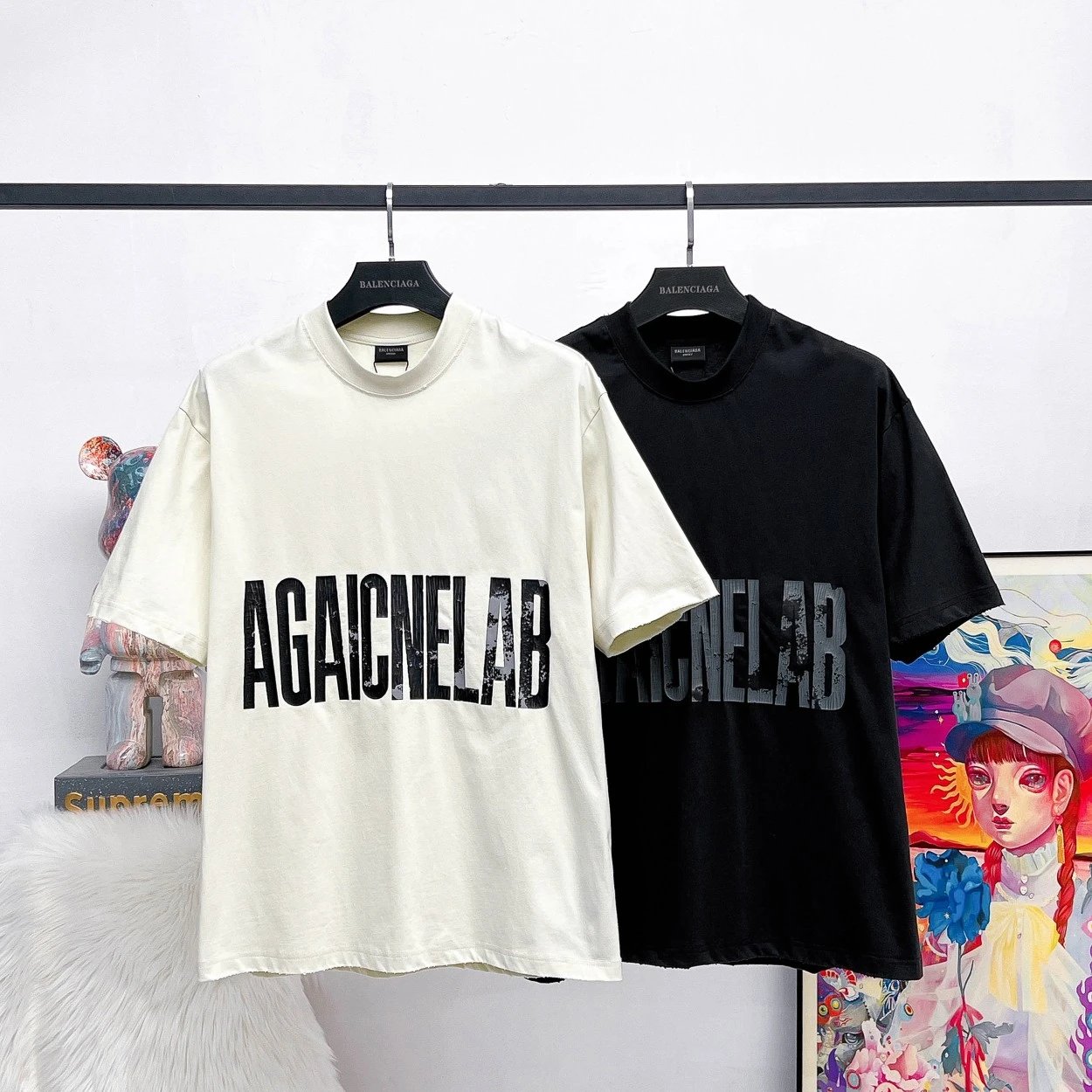 Balenciaga T-shirt Reversed Alphabet Crack Print logo round Neck Short Sleeve25ss New pure cotton T Unisex T-Shirt OS Loose Fit Base Shirt Top T-Shirt Short Sleeve