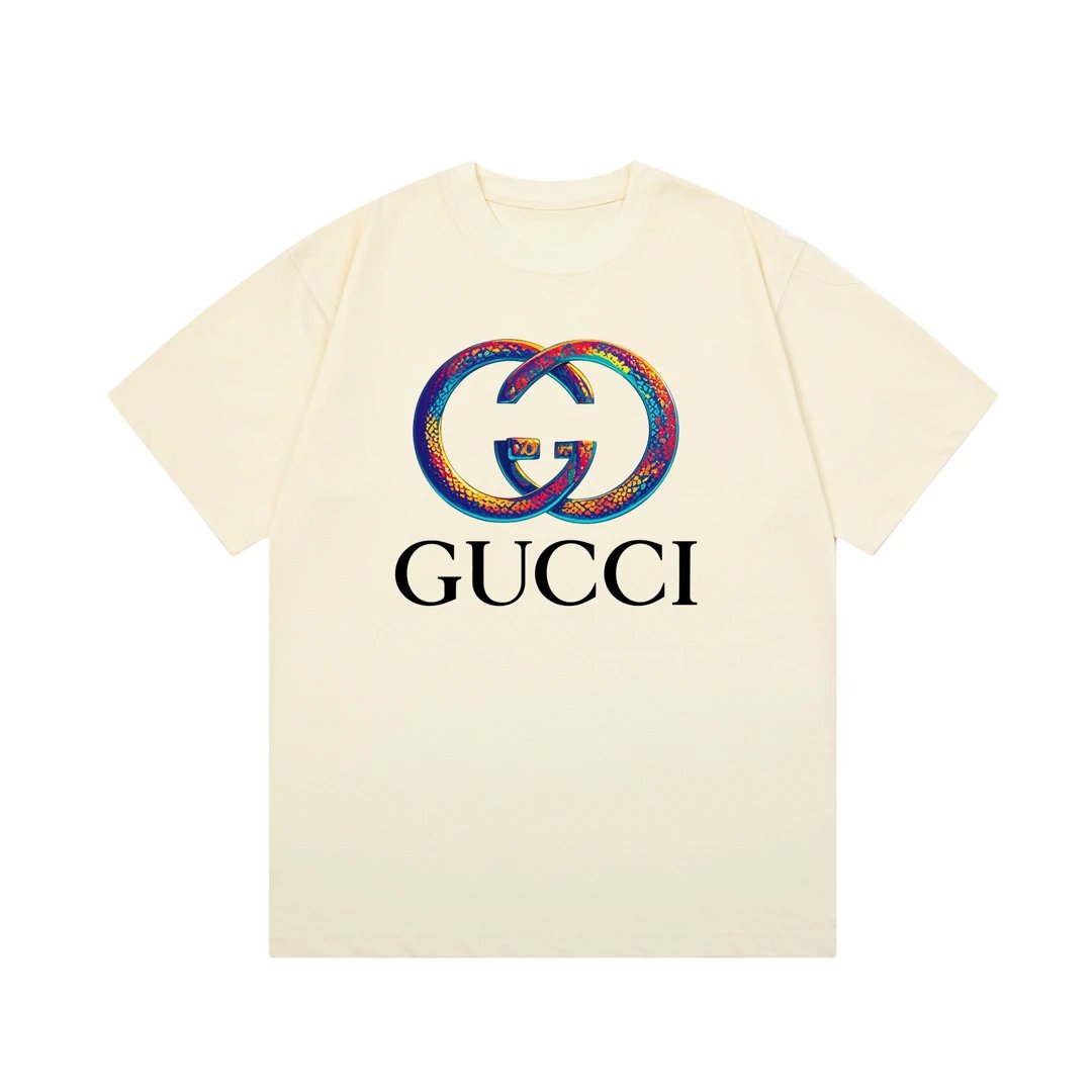 Gucci T-shirt Snake Print Double G Letter Printing logo round Neck Short Sleeve25ss New pure cotton T Unisex T-Shirt OS Loose Fit Base Shirt Top Half Sleeve T-Shirt