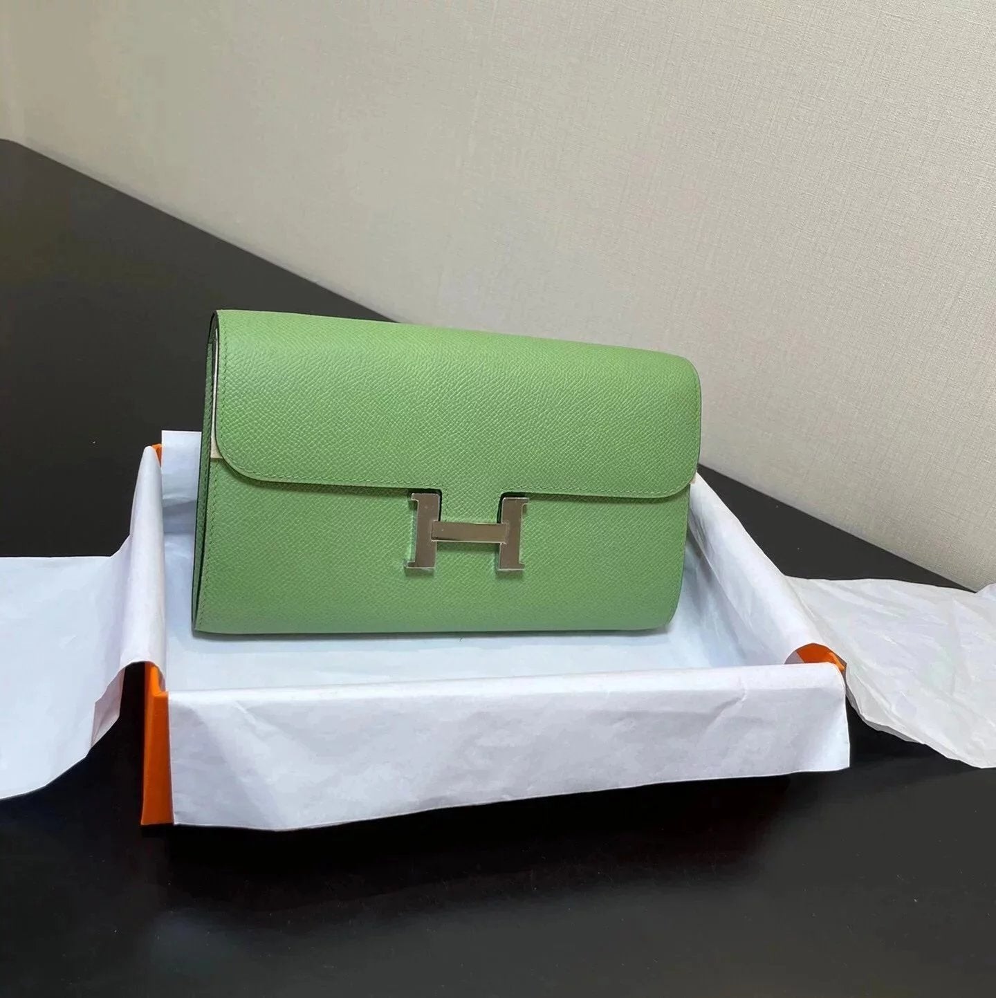 Hermes women's bag Top version New Kangkang Women's Bag epsom Leather Palm Print ConstanceToGoWoc Shoulder Crossbody Handbag Clutch Long Long Purse Wallet Dinner Bag