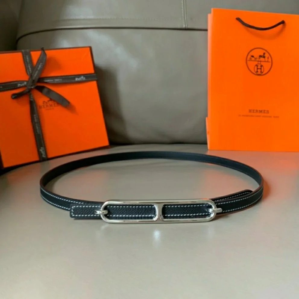 Hermes Belt Top version Women's Leather Belt Fashion All-Matching Women's Thin Belt Internet Celebrity Same Style Dress Belt