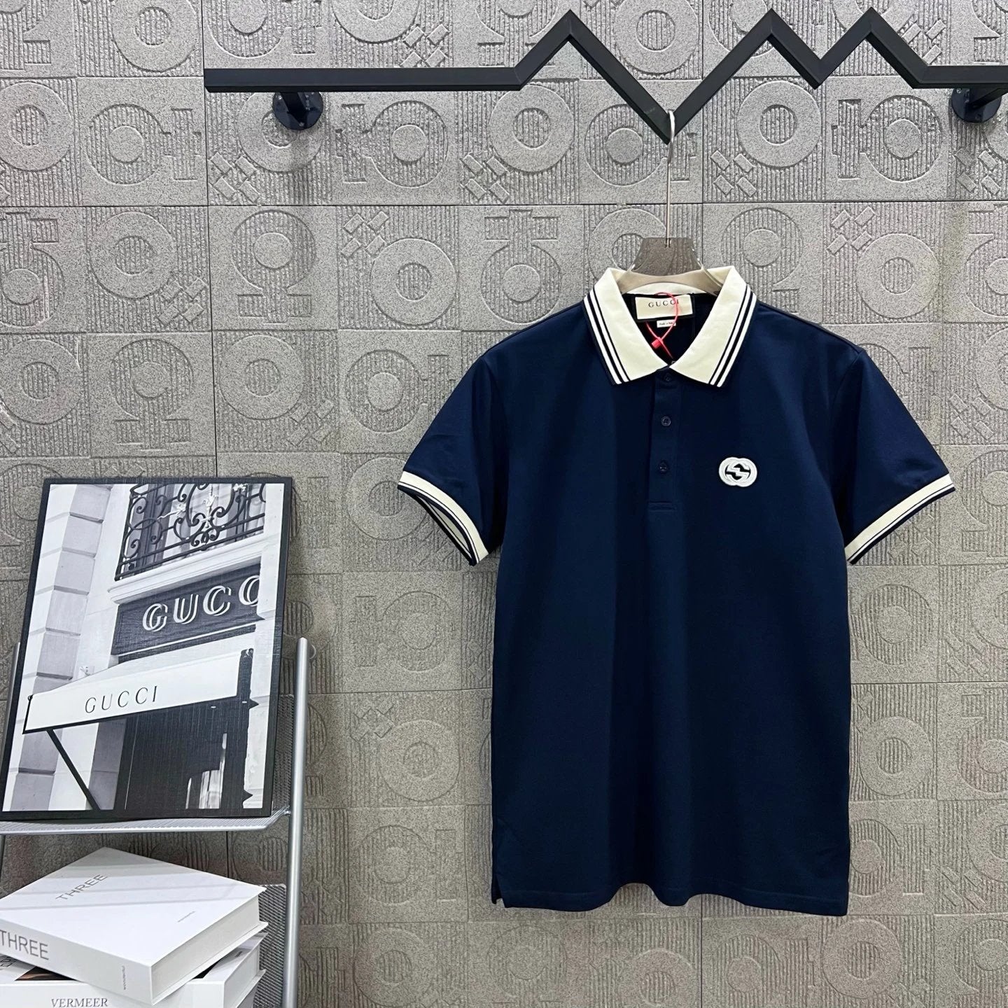 Gucci T-shirt Double-breasted G Embroidery logoPOLO Shirt Lapel Short Sleeve25ss New Unisex Summer Short Sleeve OS Loose T Business Half Sleeve Shirt Plus Size T-Shirt
