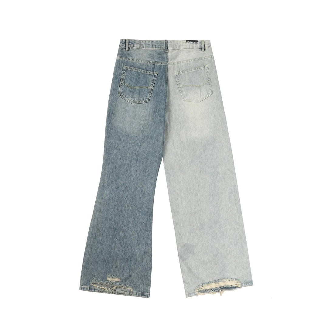 Balenciaga Jeans Patchwork Washed Flared Pants Straight Pants Wide-leg Pants Casual Pants High-waisted Pants Unisex Long Pants24ss Autumn and Winter New Products