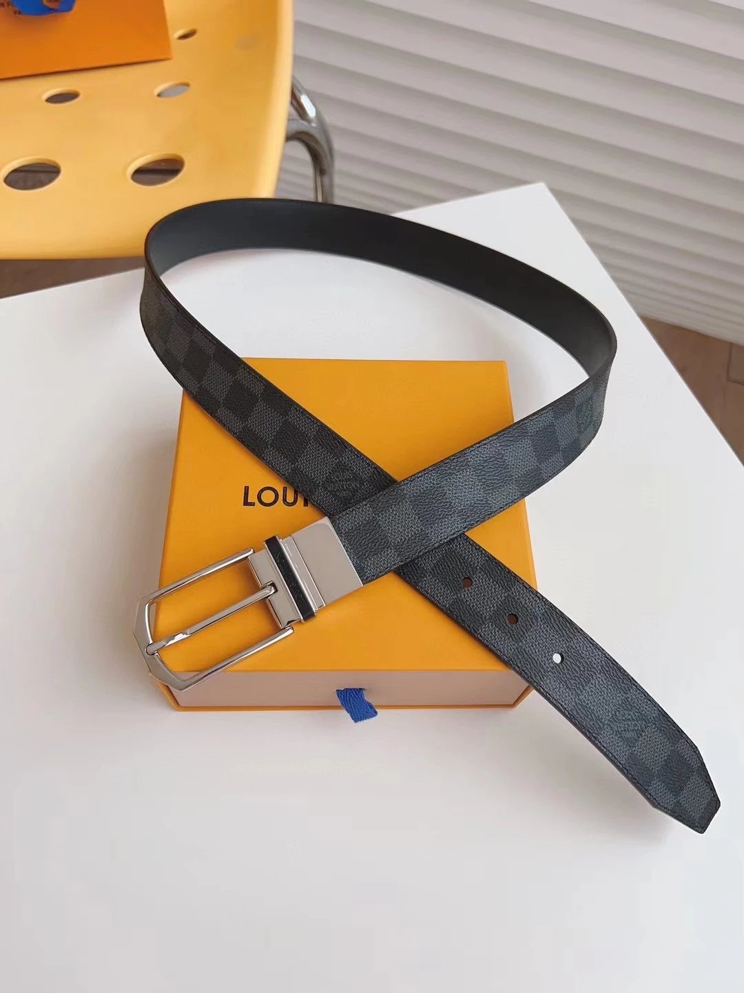 Louis Vuitton LV Belt Top version 【Counter Quality】The Most New Belt3.5cm Men's Belt Pin Buckle Men's Leather Belt with Classic Presbyopic Checkerboard Plaid Belt with Genuine Goods Packaging No Problem in and out of the Counter Versatile Casual Fashion F