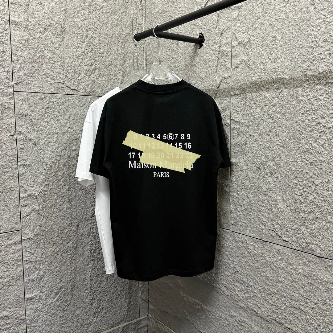 Maison Margiela T-shirt Back Tape Print Round Neck Short Sleeve Pure Cotton T T-shirt ins Unisex Simple Summer New Casual Base Shirt T-Shirt