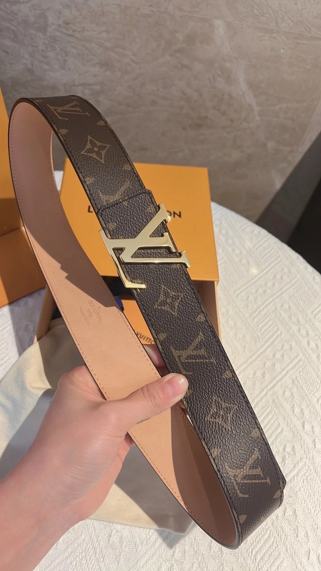 Louis Vuitton LV Belt Top version Counter Quality Original Order Belt Men's Classic All-Match Men's Leather Belt Casual Business Smooth Buckle Genuine Leather Belt Old Flower Plaid Chessboard Grid Pant Belt Belt Donkey Belt