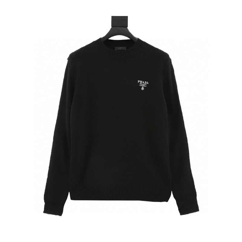 PRADA Sweater Machine Embroidery Letter Crew Neck Sweater for Men and Women