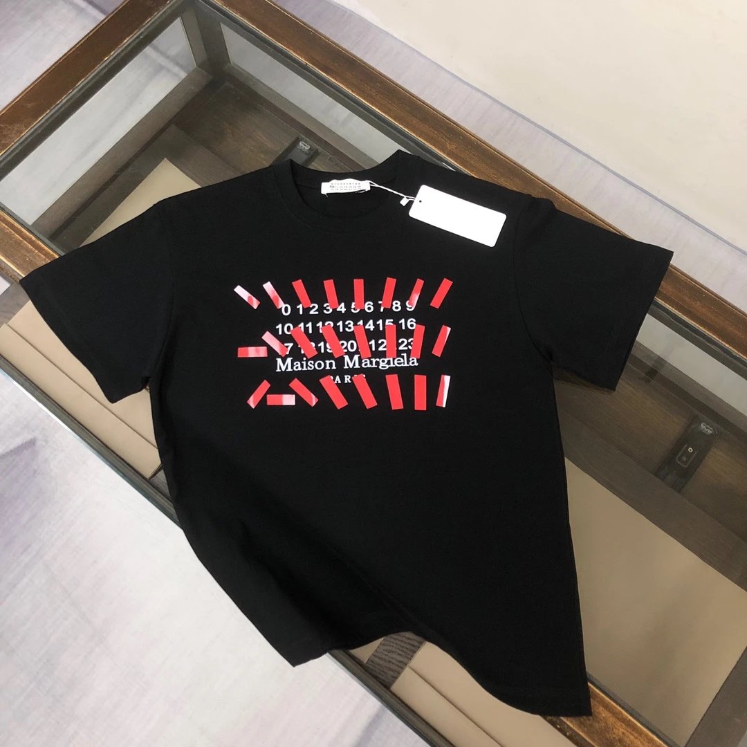 Maison Margiela T-shirt Chest Number Pattern Print logo round Neck Short Sleeve25ss New Pure Cotton Unisex Style T T-shirt OS Loose Fit Base Shirt Half Sleeve T-Shirt Top Half Sleeve