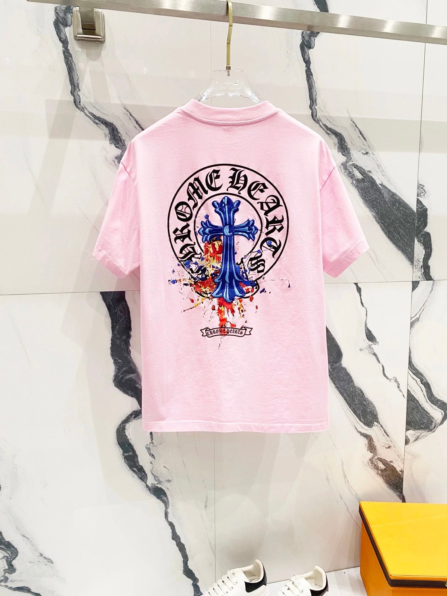 Chrome Hearts T-shirt Front and Back Sanskrit Embroidery logo round Neck Short Sleeve25ss New Pure Cotton Unisex Style T T-shirt OS Loose Fit Base Shirt Top Half Sleeve T-Shirt