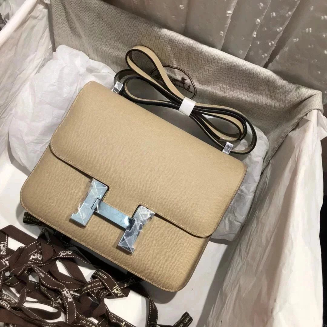 Hermes women's bag Top version 【H Handmade Custom】Stewardess Bag Constance Bag constance Silver Buckle Gold Buckle EP Women's Leather Crossbody Shoulder Bag2424