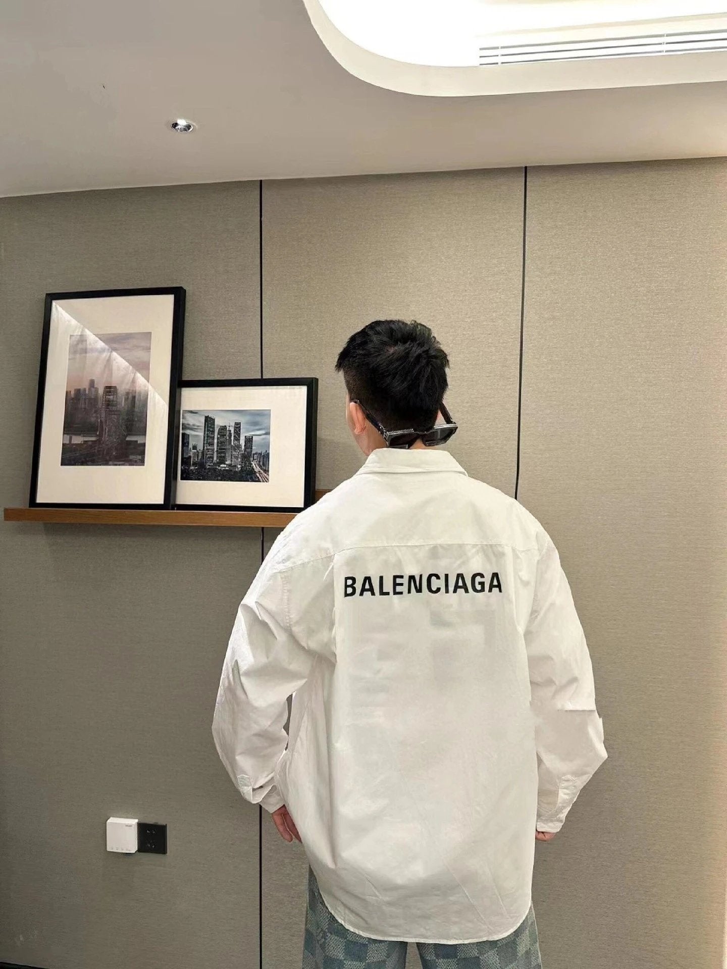Balenciaga Jackets Back with English letters logo Long Sleeve Shirt Unisex Versatile Business Casual Slim Fit Jacket