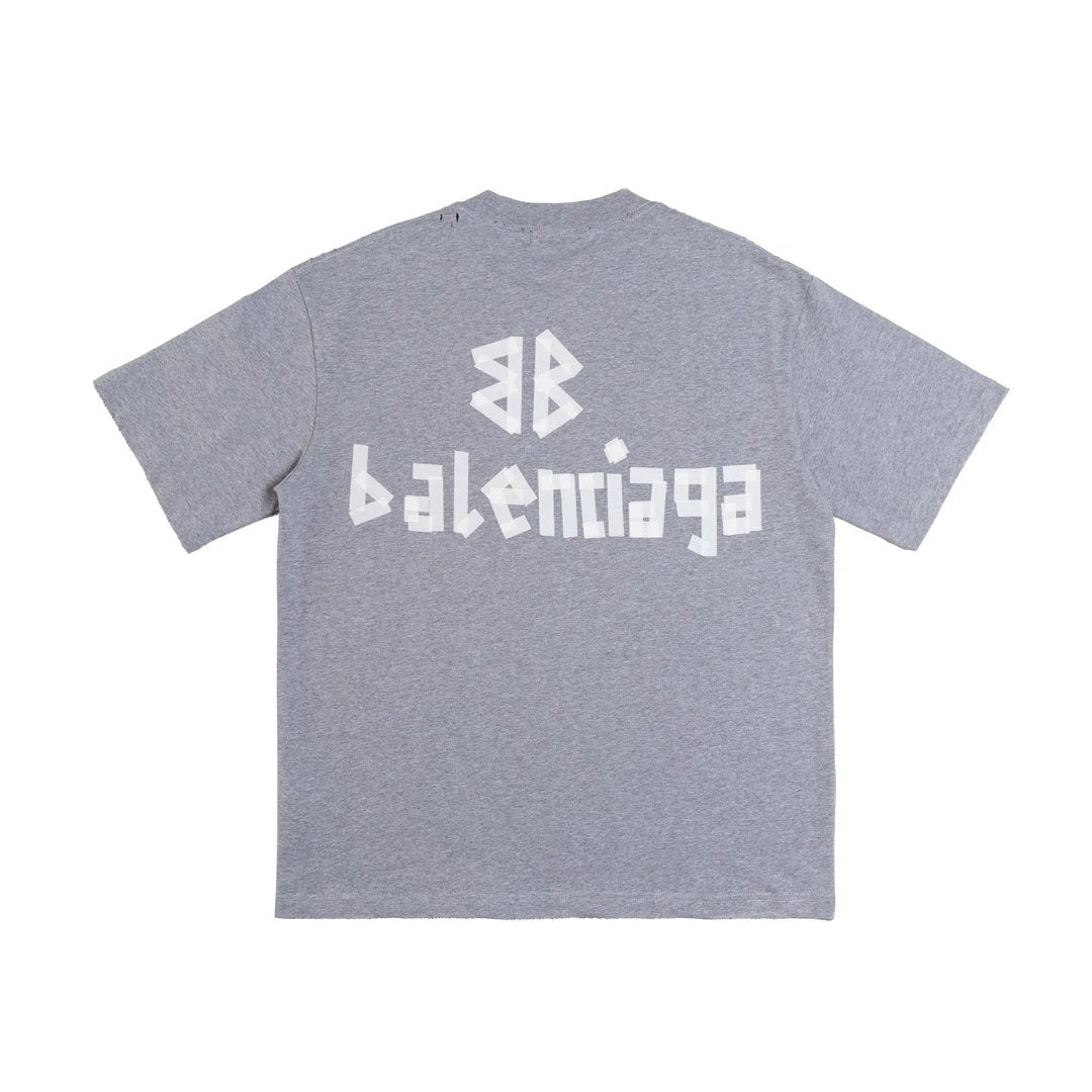 Balenciaga T-shirt Adhesive Tape logo Letter Embroidery Crew Neck Short Sleeve Pure Cotton T T-shirt ins Unisex Simple Summer New Casual Base Shirt T-Shirt