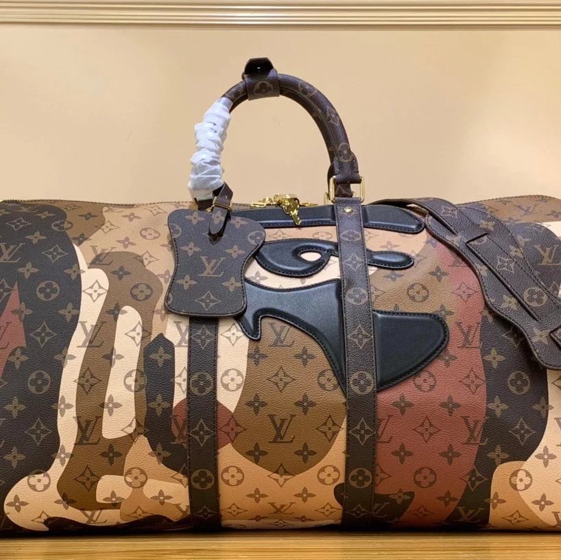 Louis Vuitton LV Travel Bag Top version 2024New【KEEPALLBANDOULIèRE55Travel Bag】m46677Brown(Eye Series)M23160White45cm New Product Men's Traveling Bag Gym Bag Large Handheld Bag Men's and Women's Bags