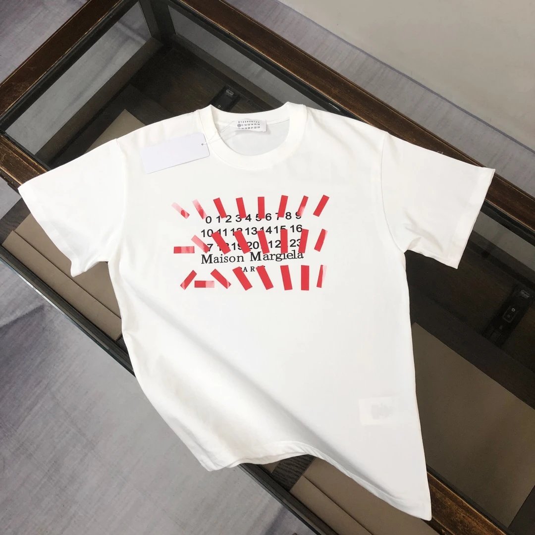 Maison Margiela T-shirt Chest Number Pattern Print logo round Neck Short Sleeve25ss New Pure Cotton Unisex Style T T-shirt OS Loose Fit Base Shirt Half Sleeve T-Shirt Top Half Sleeve