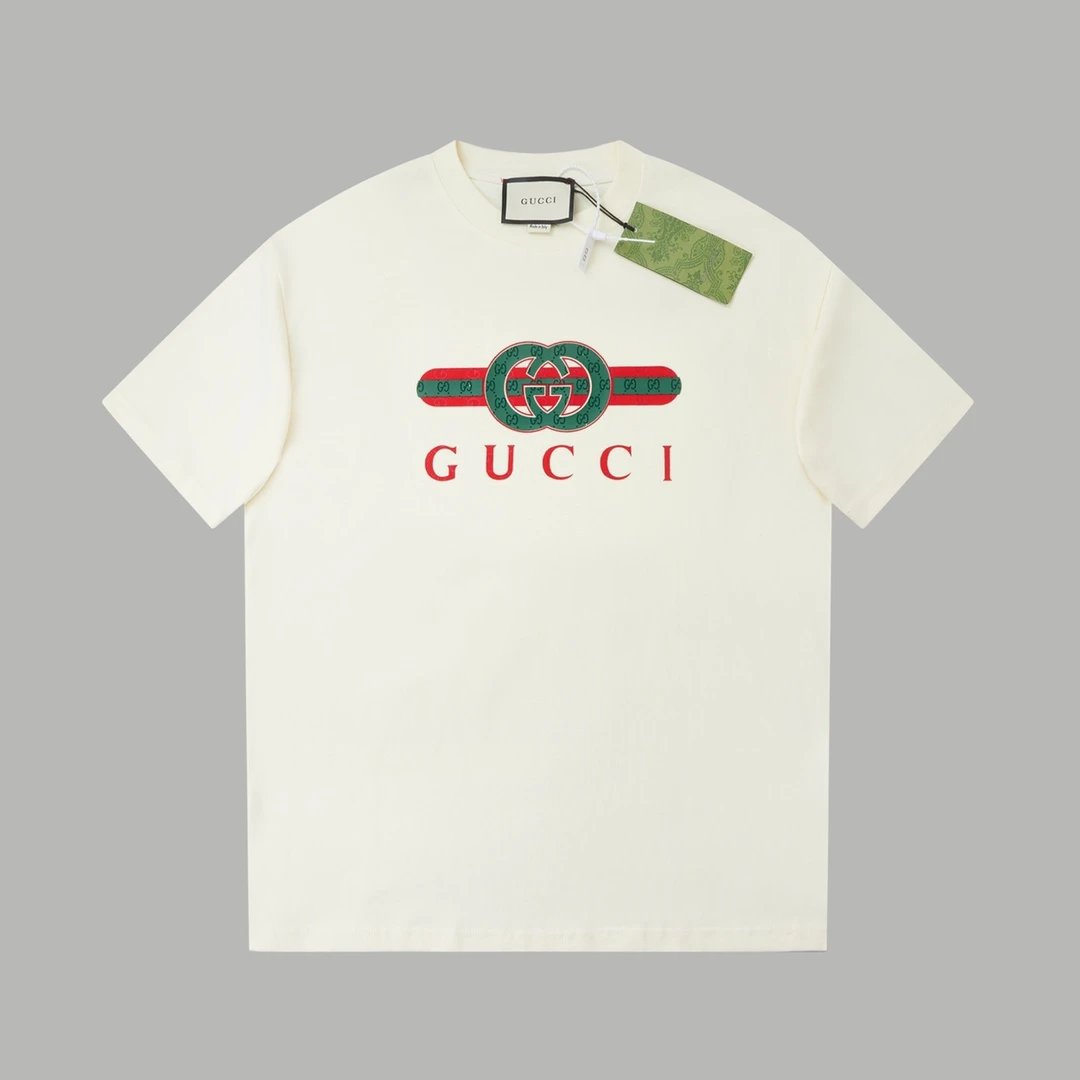 Gucci T-shirt Classic red and green G Wow Glue Thick Board logo round Neck Short Sleeve25ss New Pure Cotton Unisex Style T T-shirt OS Loose Fit Base Shirt Half Sleeve T-Shirt
