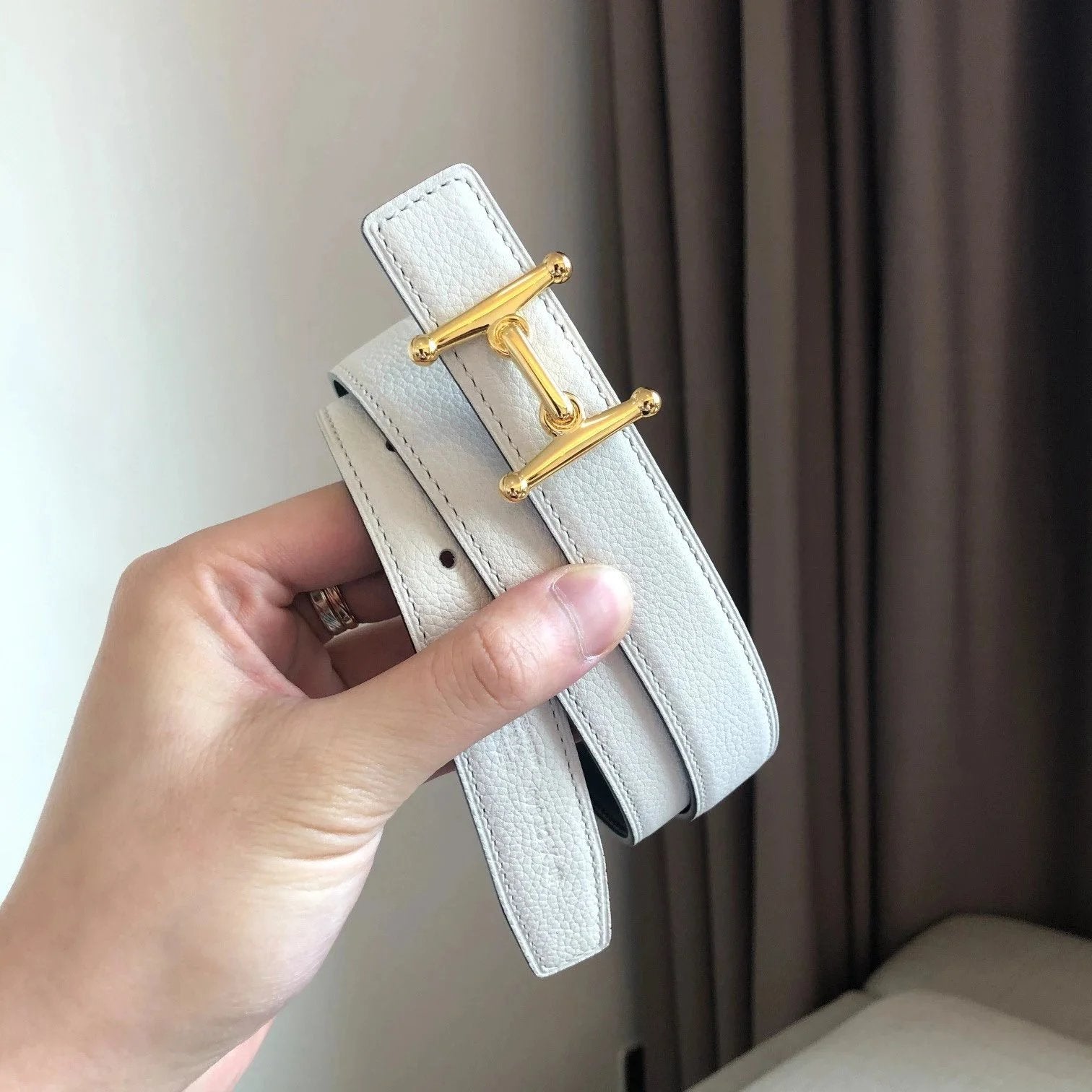 Hermes Belt Top version Women's Thin Belt Double-Sided Imported First Layer Calfskin Double-Sided Letters h Buckle Belt Skirt Shaped Accessory Women's Belt2.5Centimeter Wide