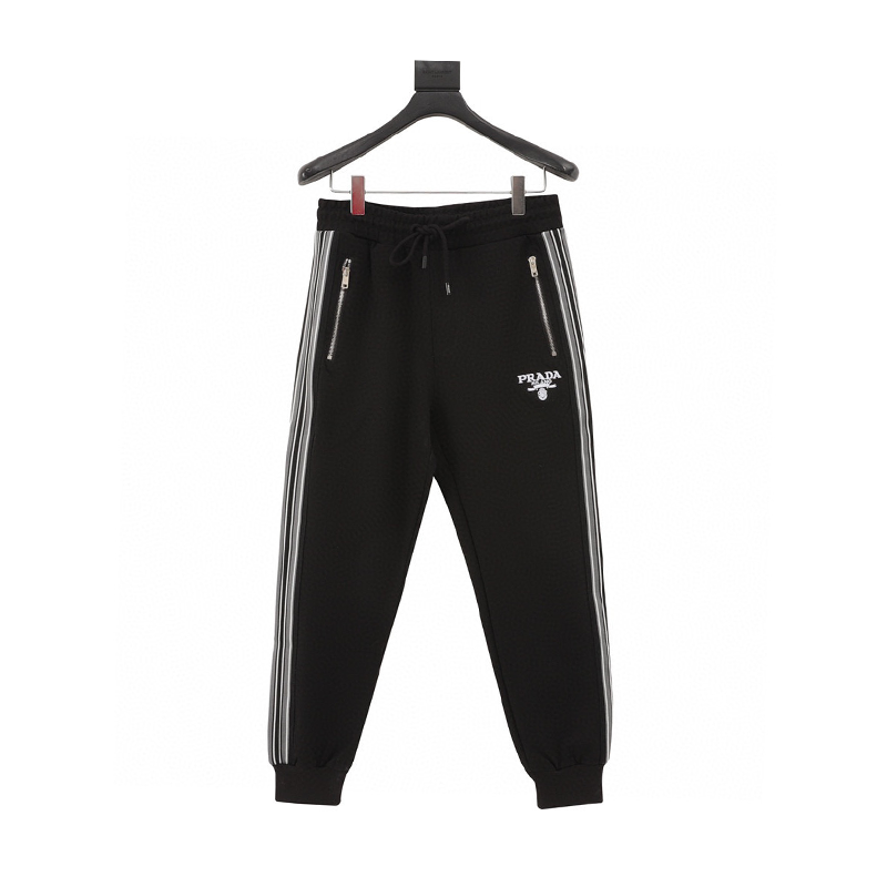PRADA Sweatpants Pocket Zipper Side Woven Trousers for Men and Women