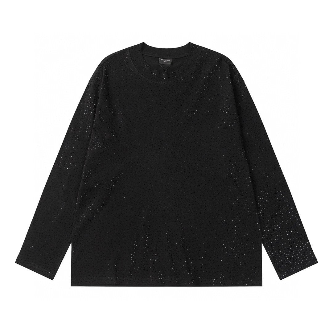 Balenciaga Hoodie Heavy Craft Full Drill Hotfix Rhinestones blingbling Rhinestone Crewneck Sweatshirt Long Sleeve Base Shirt Jacket Top Fashion Unisex Sports Casual Loose Fit Versatile Autumn Winter New Arrival