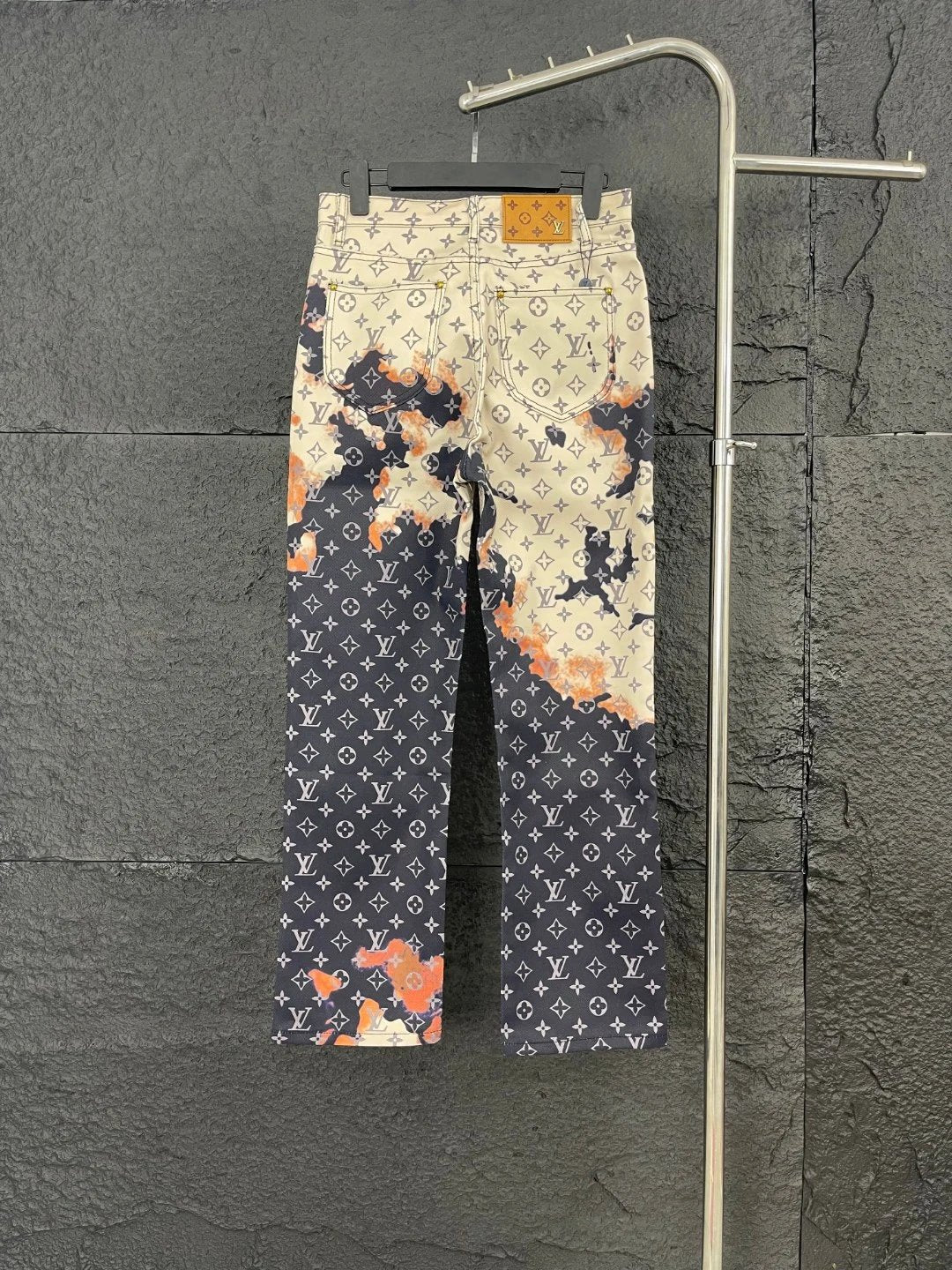 Louis Vuitton LV Jeans Full Print Gradient Color Block Old Flower logo25ss Spring Summer New Straight Leg Jeans Unisex Slim Fit Long Pants Loose