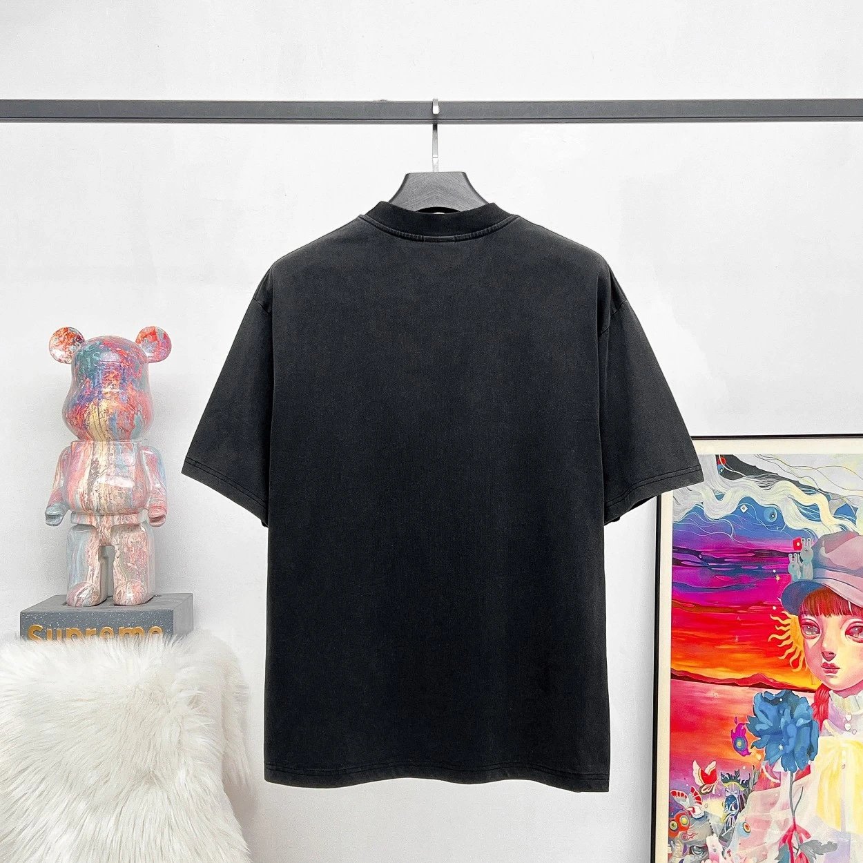 Balenciaga T-shirt Georgia City Night Scene Direct Print Washed Vintage logo round Neck Short Sleeve25ss New Pure Cotton Unisex Style T T-shirt OS Loose Fit Base Shirt Top Half Sleeve T-Shirt