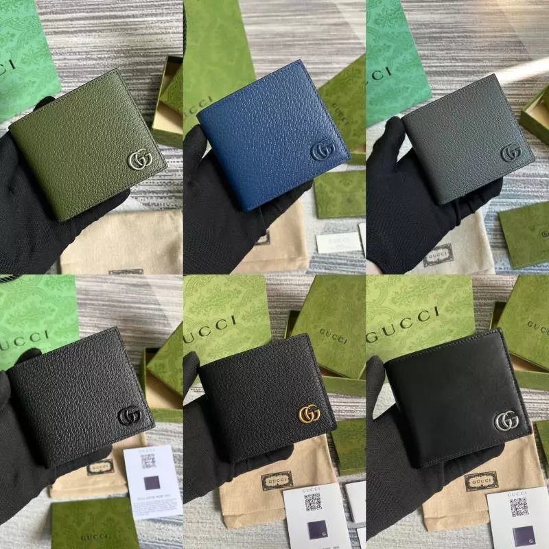 Gucci Wallet Top version 【**Original Factory】Marmont Series Cowhide Bi-Fold Wallet Men's Short Wallet Fold Short Wallet Wallet Men's and Women's Wallet428726