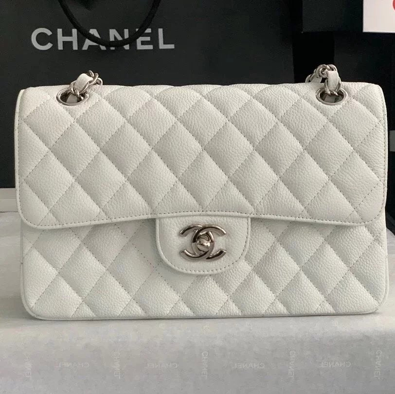 Chanel Women's Bag Top version 【Genuine Goods Leather】CF Original Caviar Ball Grain Cowhide Particles Full Classic CF Small Size23cm Black Gold Black Silver CF Flap Bag Pairs Clog Original Sheepskin Mouth Cover Chain Bag1117CF23cm
