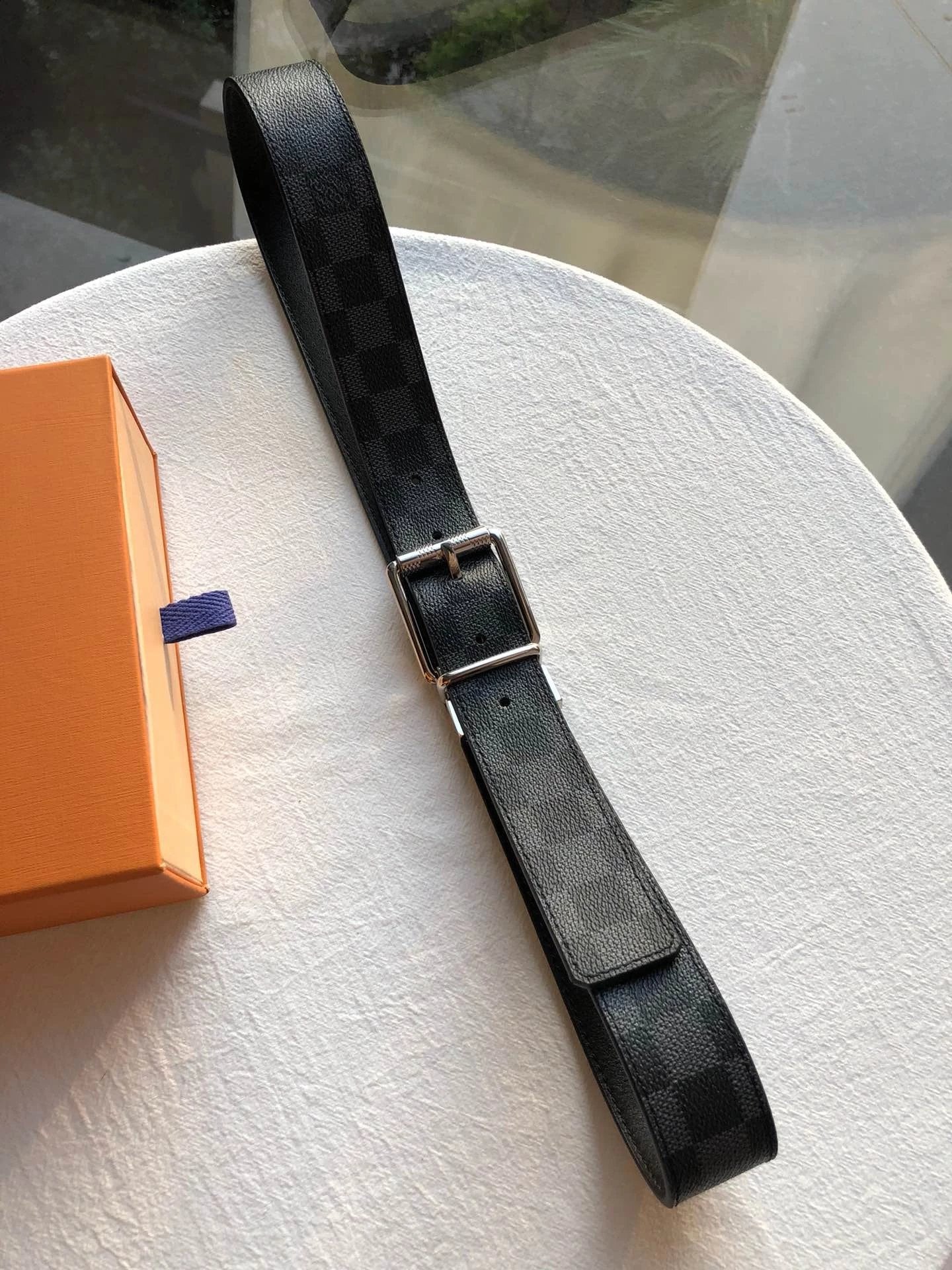 Louis Vuitton LV Belt Top version 【Counter Quality】The Most New Belt3.5cm Men's Belt Metal Buckle Men's Leather Belt with Classic Presbyopic Checkered Belt with Genuine Goods Packaging No Problem in and out of the Counter Versatile Casual Fashion Formal W